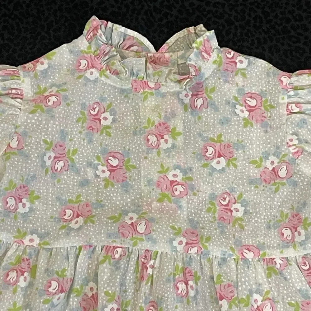 Vintage Polly Flinders Dress Floral Baby Girl Size 2T Hand Smocked